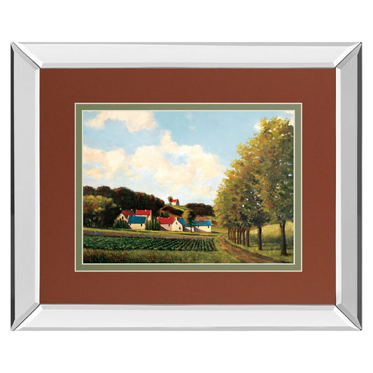 Classy Living Country Charm 40x34in Mirrored Wall Art | Transitional Farmhouse Scene with Double Matting | Living Room & Office Decor | Model DM5863MF