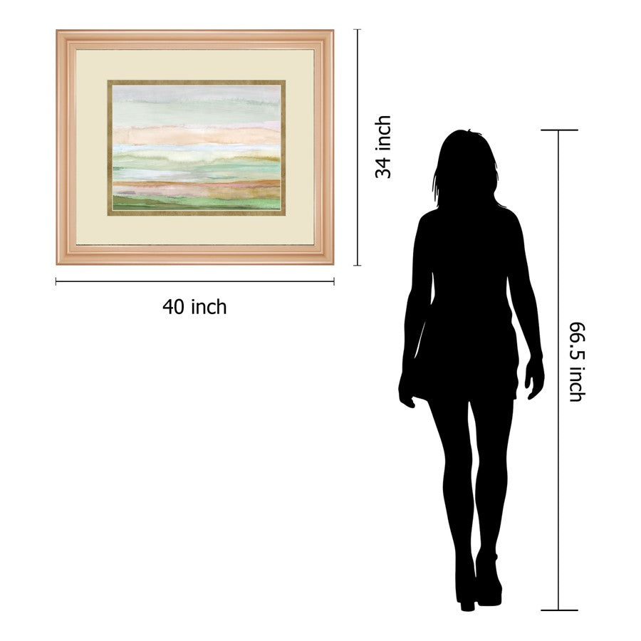 Classy Living Serene Horizons 40x34in Wall Art | Contemporary Rose Gold Frame, Paper & Glass | Living Room & Office Decor | 40 x 34 x 1 in | Model DM5866
