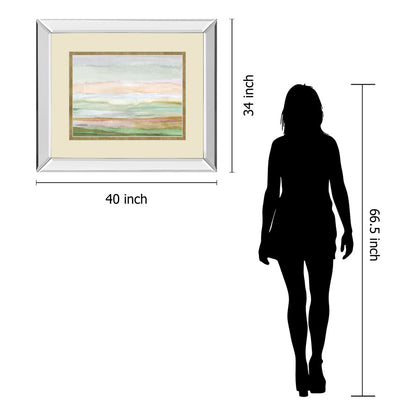 Classy Living Serene Horizons 40x34in Wall Art | Contemporary Mirrored Frame Abstract Landscape | Living Room & Office Decor | 40 x 34 x | Model DM5866MF