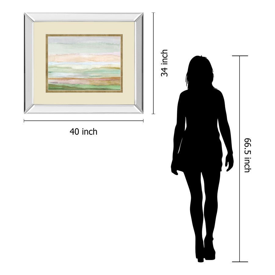 Classy Living Serene Horizons 40x34in Wall Art | Contemporary Mirrored Frame Abstract Landscape | Living Room & Office Decor | 40 x 34 x | Model DM5866MF