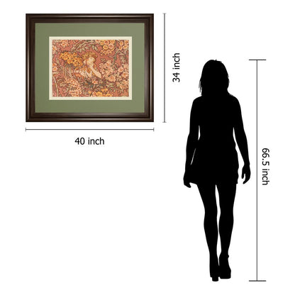 Classy Living Redhead Among Flowers Wall Art 40x34in | Contemporary Framed Print in Cinnamon Mocha MDF Frame | Living Room & Bedroom Decor | Model DM5875