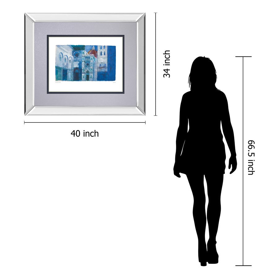 Classy Living Florence Duomo Vista 40x34in Wall Art | Contemporary Mirrored Frame | Living Room & Office Decor | 40 x 34 x 3 in | Model DM5877MF