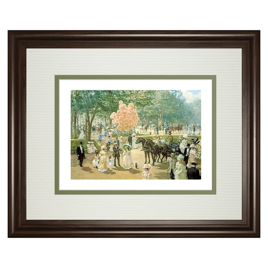 Classy Living Balloon Seller Wall Art 40x34in | Traditional Cinnamon Mocha MDF Frame with Real Glass | Living Room & Office Decor | 40 x 34 | Model DM5879
