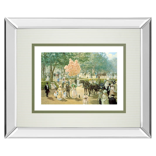 Classy Living Balloon Seller 40x34in Wall Art | Traditional Park Scene with Mirrored Frame | Living Room & Office Decor | 40 x 34 x 3 in | Model DM5879MF