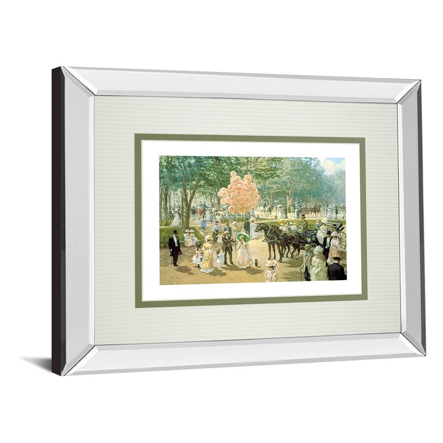 Classy Living Balloon Seller 40x34in Wall Art | Traditional Park Scene with Mirrored Frame | Living Room & Office Decor | 40 x 34 x 3 in | Model DM5879MF