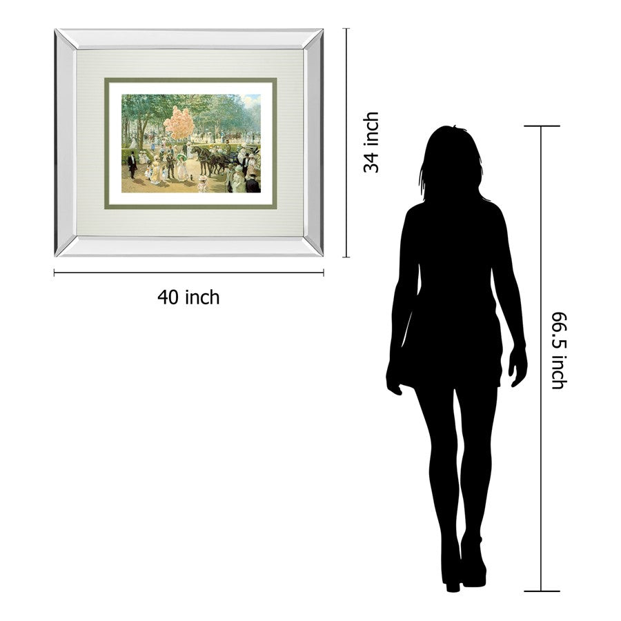 Classy Living Balloon Seller 40x34in Wall Art | Traditional Park Scene with Mirrored Frame | Living Room & Office Decor | 40 x 34 x 3 in | Model DM5879MF