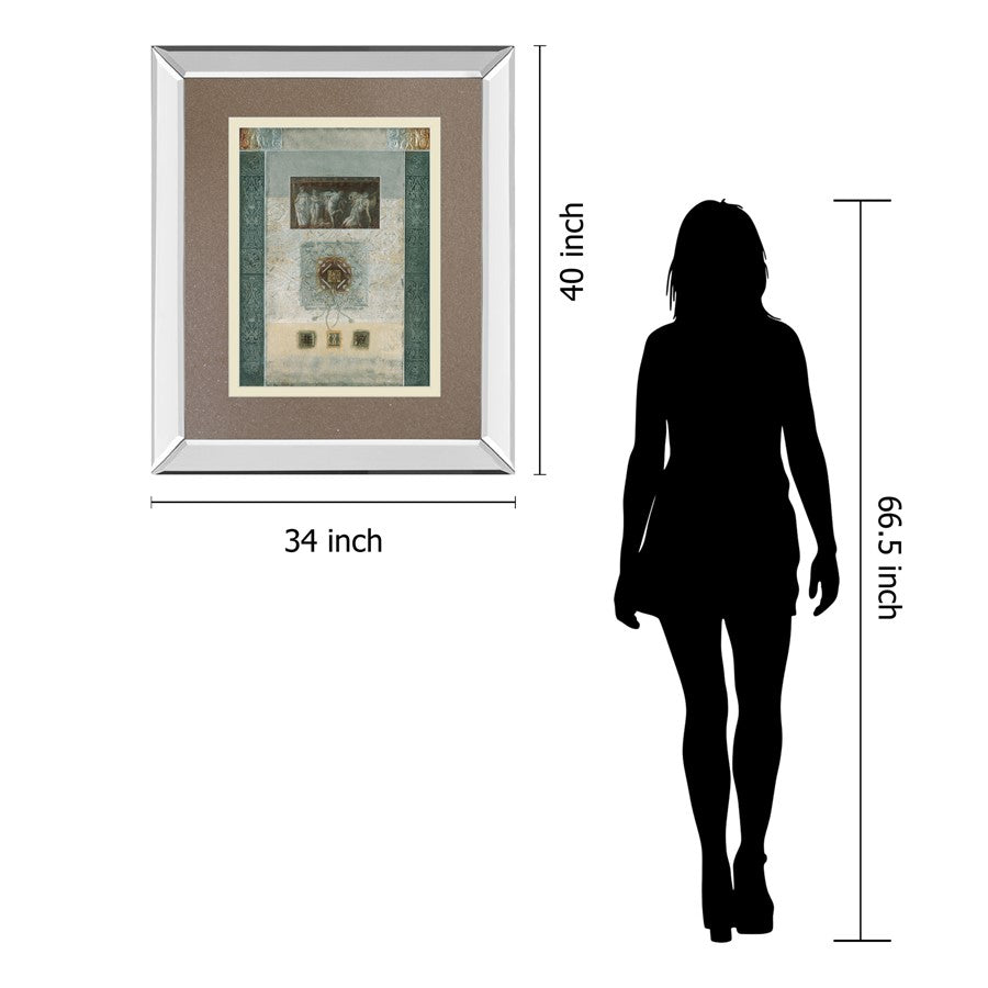 Classy Living Romanesque Elegance 34x40in Rectangular Wall Art | Mirrored Frame with Double Matting | Living Room & Office Focal Point | Model DM5889MF