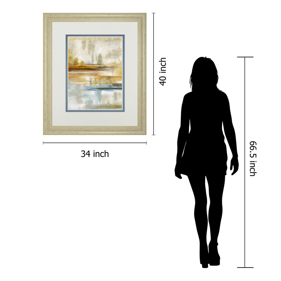 Classy Living Earthscape II 34x40in Wall Art | Contemporary Abstract Landscape in Ivory Bliss MDF Frame | Living Room & Office Decor | 34 x | Model DM5893