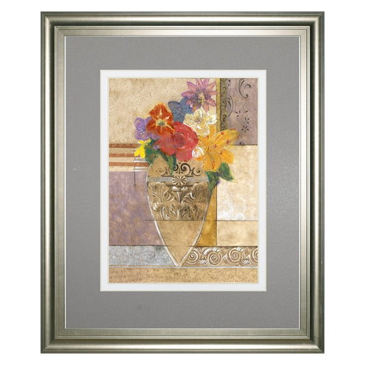 Classy Living Botanical Bouquet Wall Art 34x40in | Contemporary Silver Serenity MDF Frame | Living Room & Bedroom Botanical Decor | 34 x 40 | Model DM5902