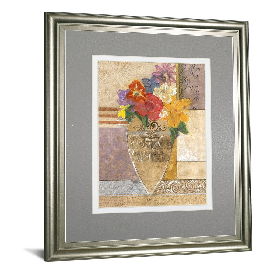 Classy Living Botanical Bouquet Wall Art 34x40in | Contemporary Silver Serenity MDF Frame | Living Room & Bedroom Botanical Decor | 34 x 40 | Model DM5902