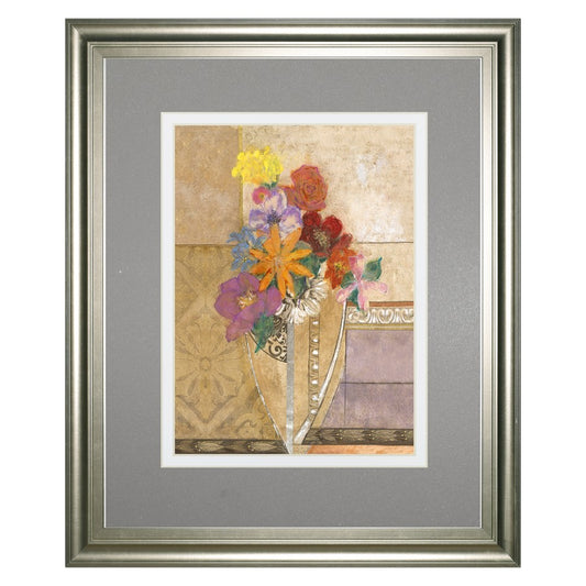 Classy Living Pansy Bouquet Wall Art Double Mat 34x40 | Contemporary Floral Mixed Media on Paper | Living Room & Office Decor | 34 x 40 x 1 | Model DM5903