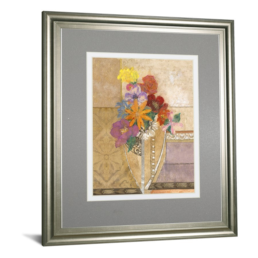 Classy Living Pansy Bouquet Wall Art Double Mat 34x40 | Contemporary Floral Mixed Media on Paper | Living Room & Office Decor | 34 x 40 x 1 | Model DM5903