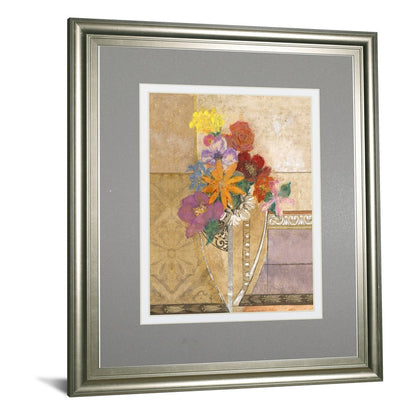 Classy Living Pansy Bouquet Wall Art Double Mat 34x40 | Contemporary Floral Mixed Media on Paper | Living Room & Office Decor | 34 x 40 x 1 | Model DM5903