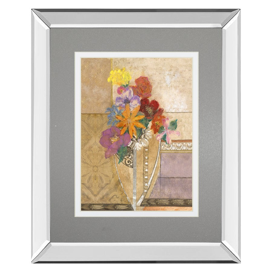 Classy Living Pansy Bouquet Wall Art 34x40in | Contemporary Floral Decor with Mirrored Frame | Living Room, Bedroom & Office | 34 x 40 x | Model DM5903MF