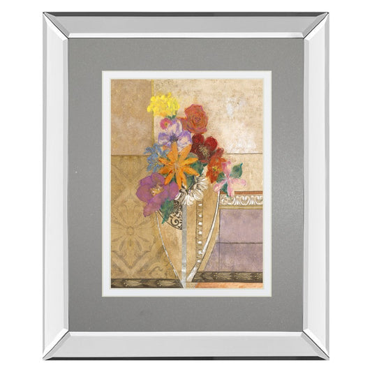Classy Living Pansy Bouquet Wall Art 34x40in | Contemporary Floral Decor with Mirrored Frame | Living Room, Bedroom & Office | 34 x 40 x | Model DM5903MF