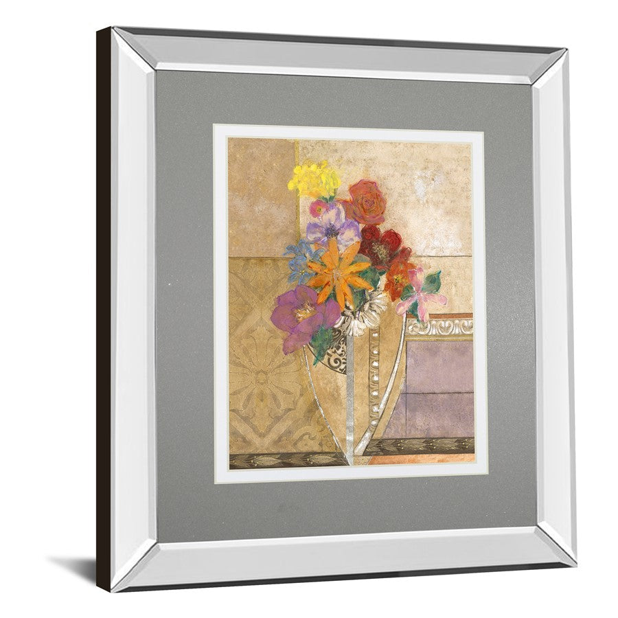 Classy Living Pansy Bouquet Wall Art 34x40in | Contemporary Floral Decor with Mirrored Frame | Living Room, Bedroom & Office | 34 x 40 x | Model DM5903MF