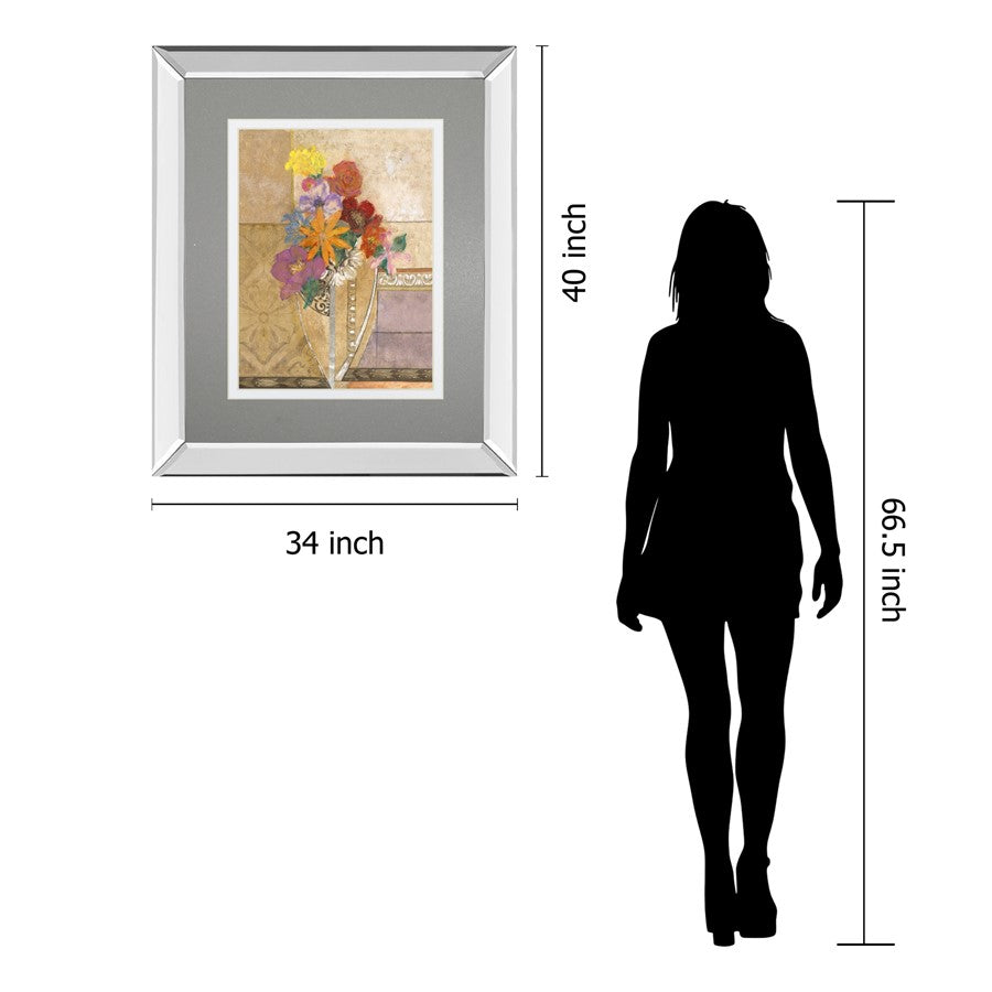 Classy Living Pansy Bouquet Wall Art 34x40in | Contemporary Floral Decor with Mirrored Frame | Living Room, Bedroom & Office | 34 x 40 x | Model DM5903MF