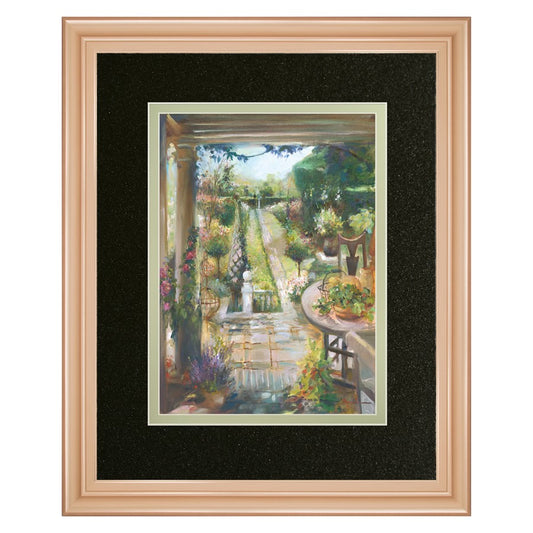 Classy Living Tranquil Garden Path 34x40in Wall Art | Transitional Rose Gold MDF Frame with Real Glass | Living Room & Bedroom Botanical | Model DM5904