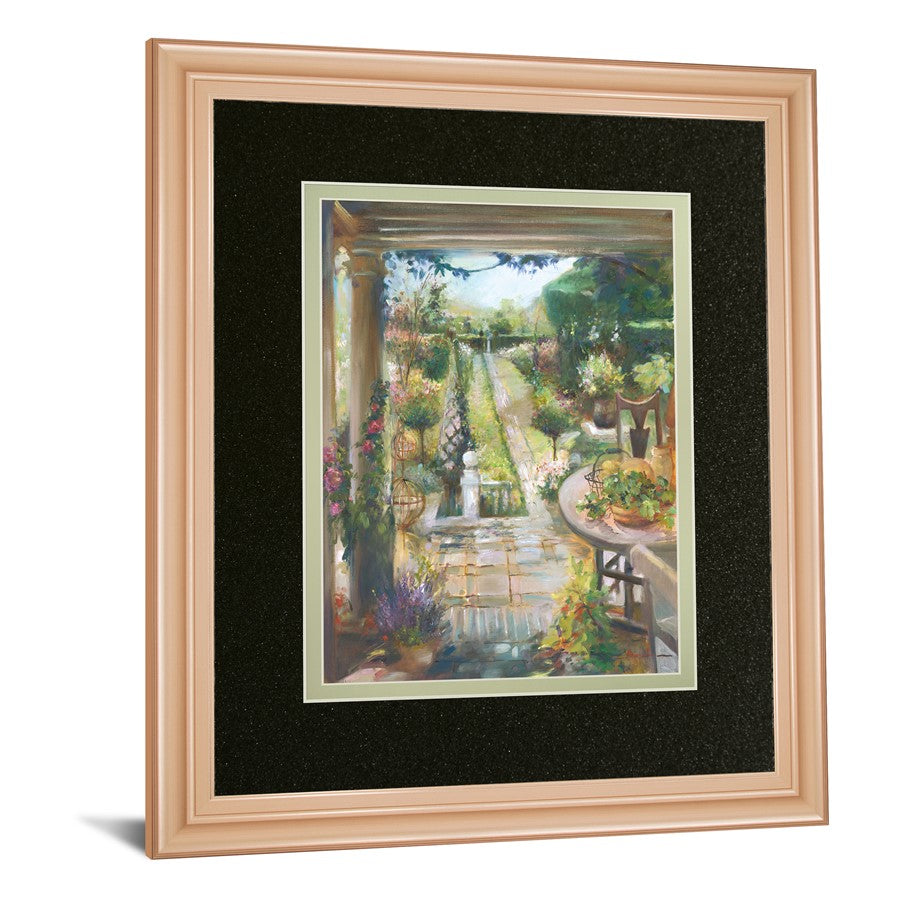 Classy Living Tranquil Garden Path 34x40in Wall Art | Transitional Rose Gold MDF Frame with Real Glass | Living Room & Bedroom Botanical | Model DM5904