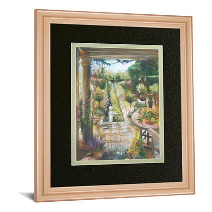 Classy Living Tranquil Garden Path 34x40in Wall Art | Transitional Rose Gold MDF Frame with Real Glass | Living Room & Bedroom Botanical | Model DM5904