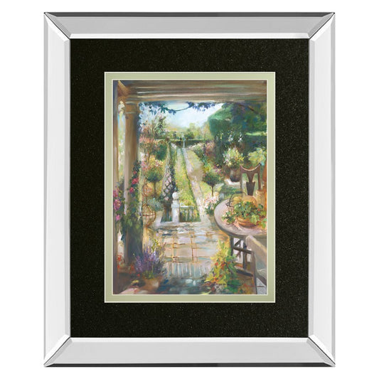 Classy Living Tranquil Garden Path Wall Art 34x40in | Transitional Mirrored Frame and Paper Print | Living Room & Bedroom Decor | 34 x 40 | Model DM5904MF