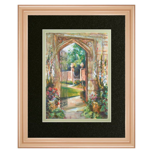 Classy Living Garden Gate Wall Art 34x40in | Transitional Rose Gold MDF Frame with Glass | Living Room & Bedroom Decor | 34 x 40 x 1 in | Model DM5905