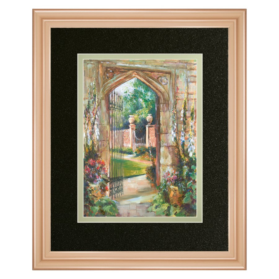 Classy Living Garden Gate Wall Art 34x40in | Transitional Rose Gold MDF Frame with Glass | Living Room & Bedroom Decor | 34 x 40 x 1 in | Model DM5905