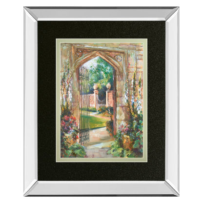 Classy Living Garden Gate 34x40in Wall Art | Transitional Mirrored Frame Botanical Painting | Living Room & Bedroom Decor | 34 x 40 x 3 in | Model DM5905MF
