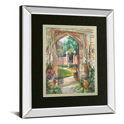 Classy Living Garden Gate 34x40in Wall Art | Transitional Mirrored Frame Botanical Painting | Living Room & Bedroom Decor | 34 x 40 x 3 in | Model DM5905MF