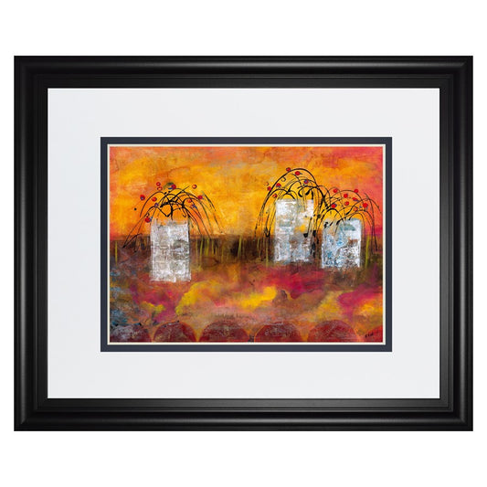 Classy Living Vibrant Abstract IV Wall Art 40x34in | Contemporary Multicolor Paper Print on MDF in Black Frame | Living Room & Office Decor | Model DM5908