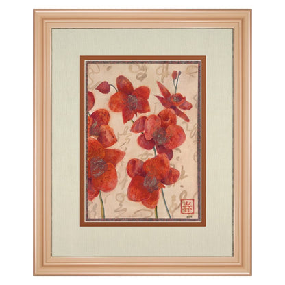 Classy Living Red Orchid Elegance Wall Art | Traditional Rose Gold Frame and Real Glass | Living Room & Bedroom Botanical Decor | 34 x 40 x | Model DM5914