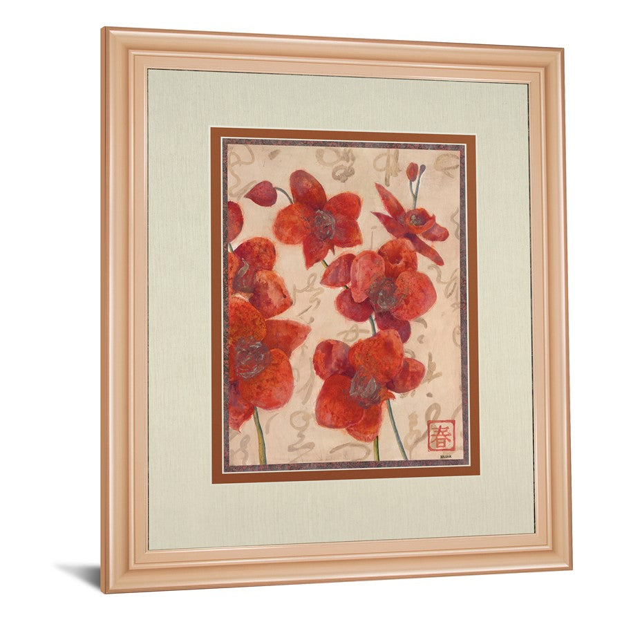 Classy Living Red Orchid Elegance Wall Art | Traditional Rose Gold Frame and Real Glass | Living Room & Bedroom Botanical Decor | 34 x 40 x | Model DM5914