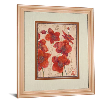 Classy Living Red Orchid Elegance Wall Art | Traditional Rose Gold Frame and Real Glass | Living Room & Bedroom Botanical Decor | 34 x 40 x | Model DM5914