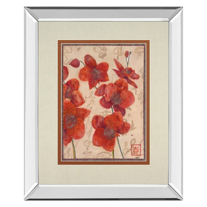 Classy Living Red Orchid Elegance Wall Art 34x40in | Traditional Mirrored Frame with Double Matting | Living Room, Bedroom & Office | Model DM5914MF