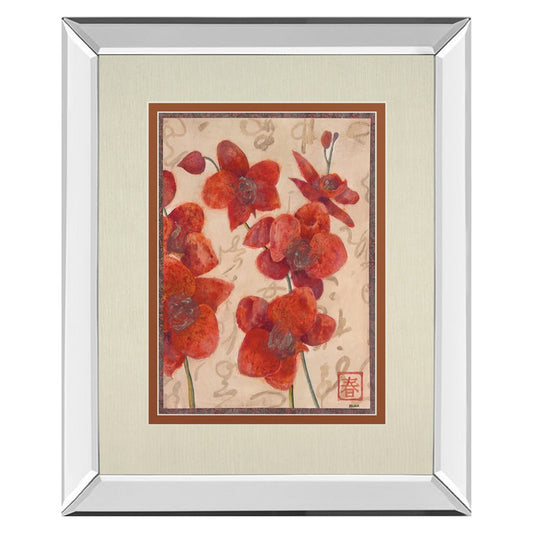 Classy Living Red Orchid Elegance Wall Art 34x40in | Traditional Mirrored Frame with Double Matting | Living Room, Bedroom & Office | Model DM5914MF