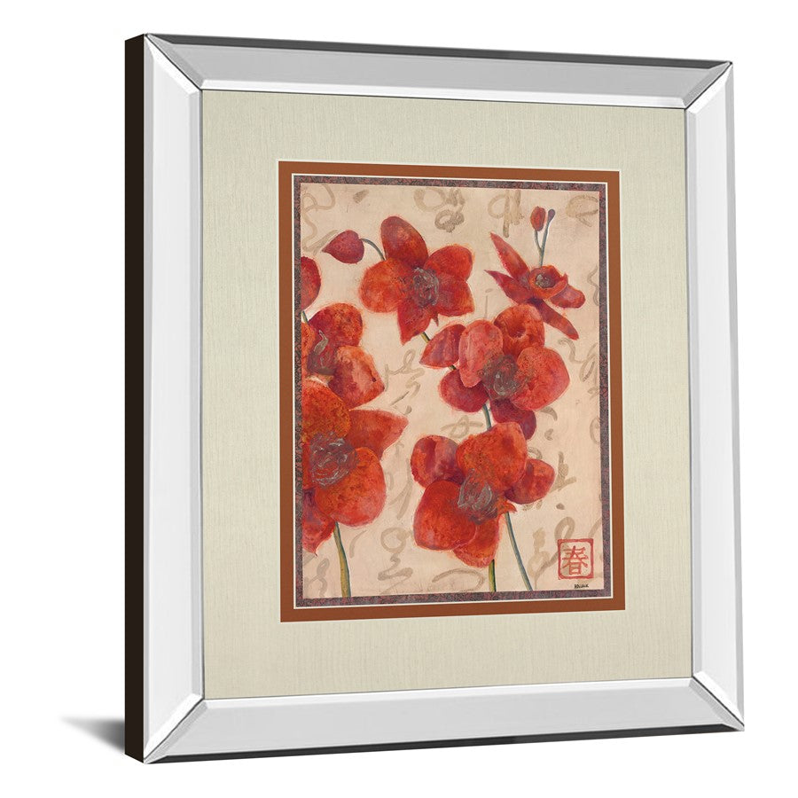 Classy Living Red Orchid Elegance Wall Art 34x40in | Traditional Mirrored Frame with Double Matting | Living Room, Bedroom & Office | Model DM5914MF