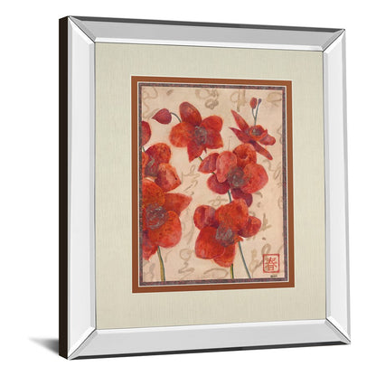 Classy Living Red Orchid Elegance Wall Art 34x40in | Traditional Mirrored Frame with Double Matting | Living Room, Bedroom & Office | Model DM5914MF