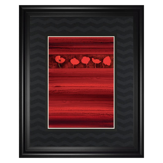 Classy Living Red Passion 34x40in Wall Art | Contemporary Graphic Art Poppies on Textured Stripes | Living Room & Bedroom Decor | 1 x 34 x | Model DM5918