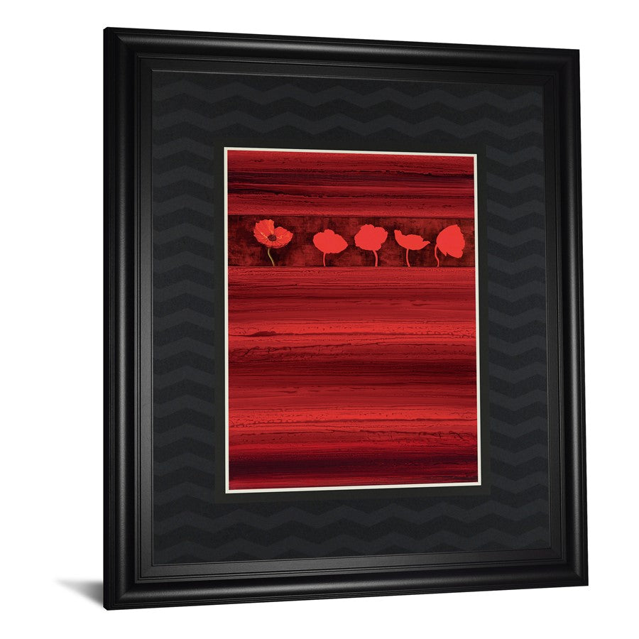 Classy Living Red Passion 34x40in Wall Art | Contemporary Graphic Art Poppies on Textured Stripes | Living Room & Bedroom Decor | 1 x 34 x | Model DM5918