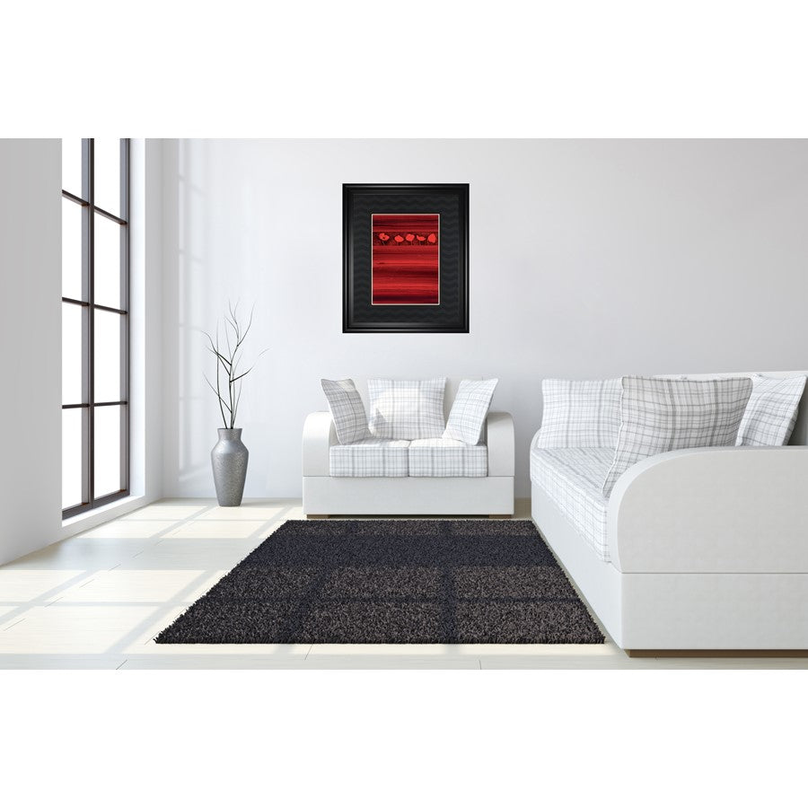 Classy Living Red Passion 34x40in Wall Art | Contemporary Graphic Art Poppies on Textured Stripes | Living Room & Bedroom Decor | 1 x 34 x | Model DM5918