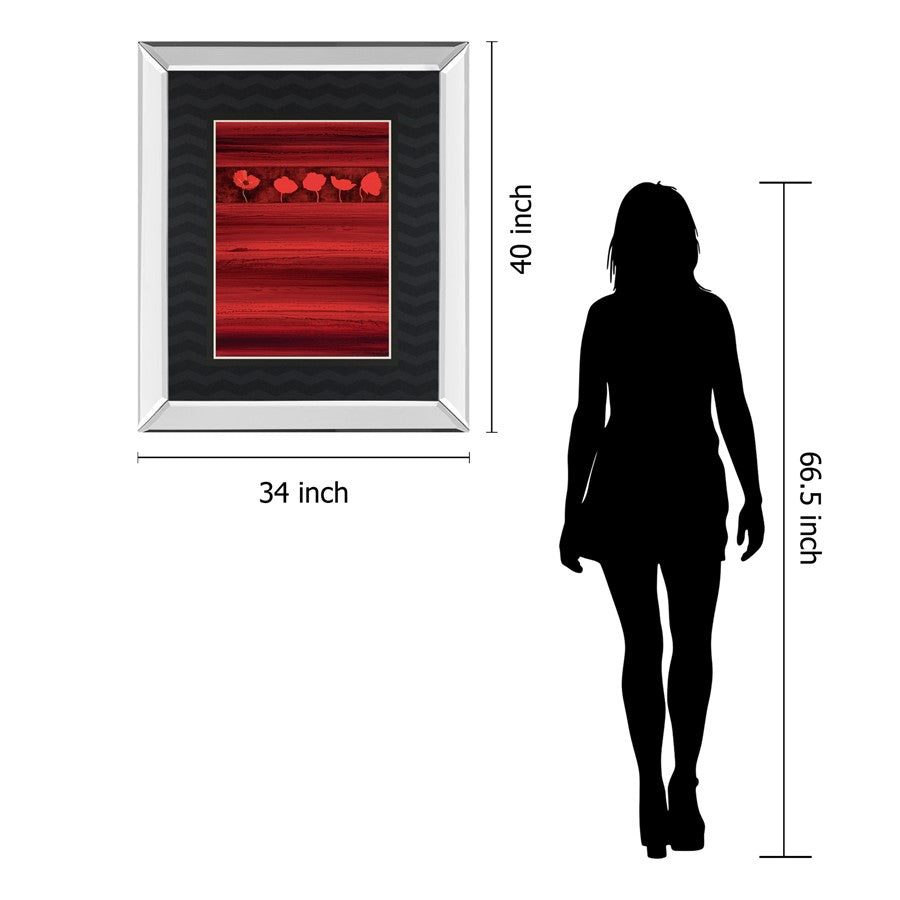 Classy Living Red Passion 34x40in Wall Art | Contemporary Graphic Art with Mirrored Frame | Living Room & Office Decor | 34 x 40 x 3 in | Model DM5918MF