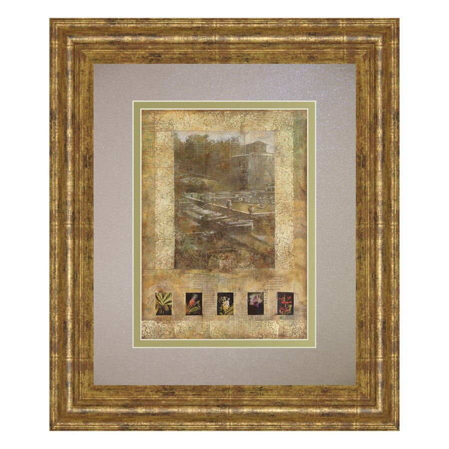 Classy Living Botanical Garden Scene Wall Art 34x40in | Transitional Gilded Frame Paper Print | Living Room & Bedroom Decor | 34 x 40 x 1 in | Model DM5921