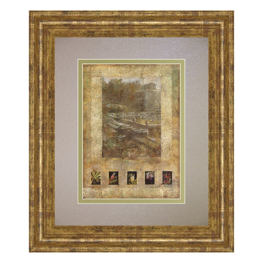 Classy Living Botanical Garden Scene Wall Art 34x40in | Transitional Gilded Frame Paper Print | Living Room & Bedroom Decor | 34 x 40 x 1 in | Model DM5921