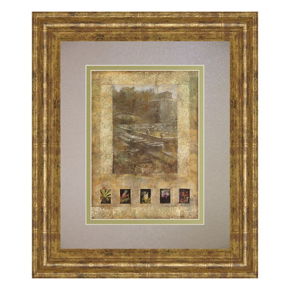 Classy Living Botanical Garden Scene Wall Art 34x40in | Transitional Gilded Frame Paper Print | Living Room & Bedroom Decor | 34 x 40 x 1 in | Model DM5921