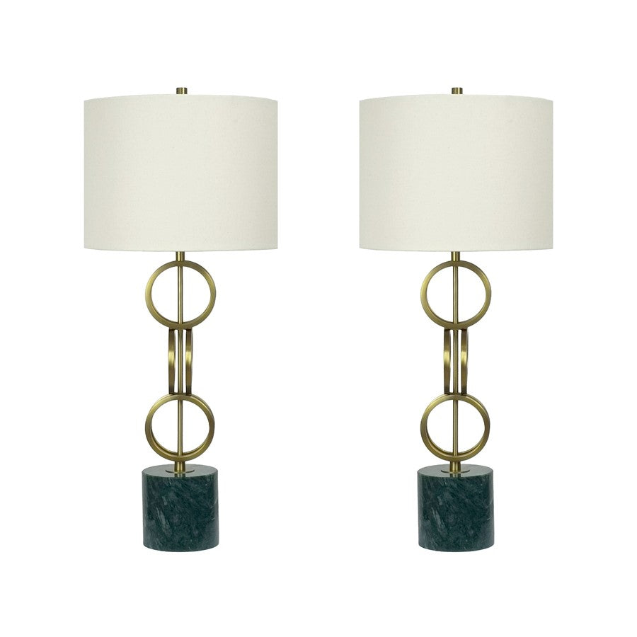 Classy Living Marble Harmony 1Lt Table Lamp/Set of 2, Green/Beige - DS-BLL3354
