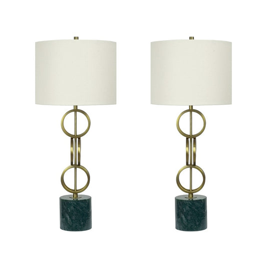 Classy Living Marble Harmony 1Lt Table Lamp/Set of 2, Green/Beige - DS-BLL3354