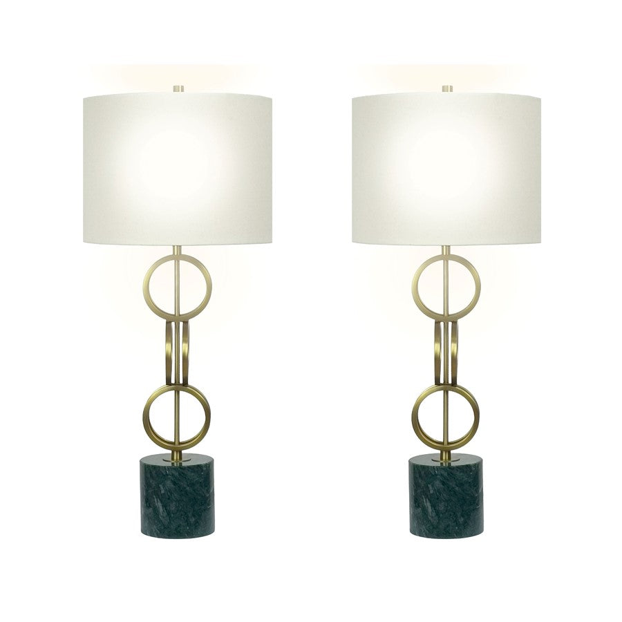 Classy Living Marble Harmony 1Lt Table Lamp/Set of 2, Green/Beige