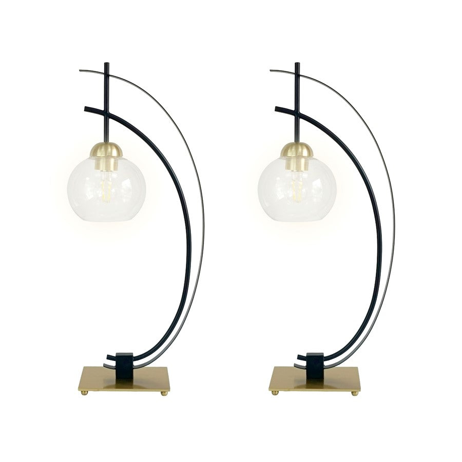 Classy Living Eclipse Aura Table Lamp/Set of 2, Gold/Black/Clear