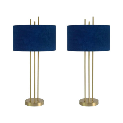 Classy Living Velvet Radiance 1Lt Table Lamp/Set of 2, Gld/Blue - DS-BLL3360