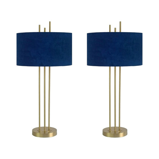 Classy Living Velvet Radiance 1Lt Table Lamp/Set of 2, Gld/Blue - DS-BLL3360